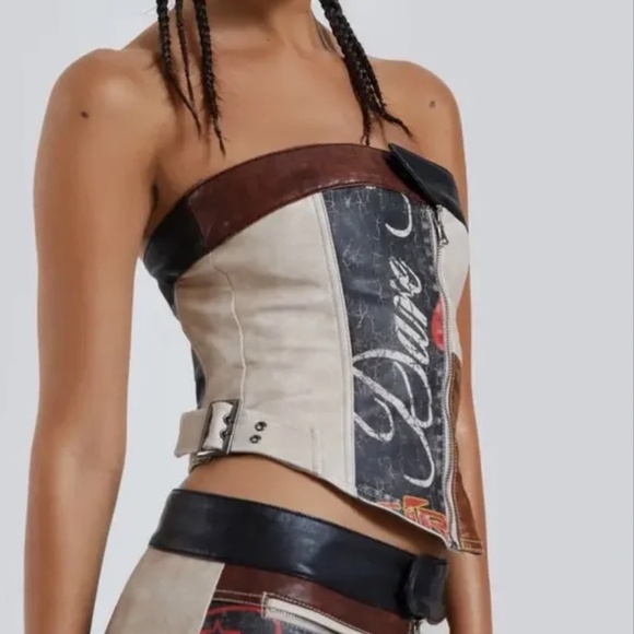 NEW Jaded London Daytona Vegan Faux Leather Strapless Top - Picture 2 of 13